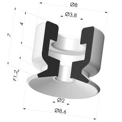 Ventosa Plana Serie PFG Ø 8.6 mm