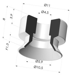 Ventosa Plana Serie PFG Ø 10.5 mm