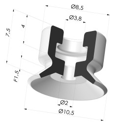 Ventosa Plana Serie PFG Ø 10.5 mm