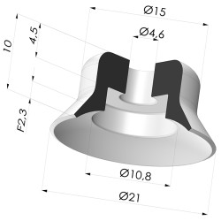 Ventosa Plana Serie PFG Ø 21 mm