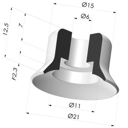 Ventosa Plana Serie PFG Ø 21 mm