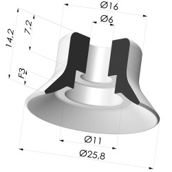 Ventosa Plana Serie PFG Ø 25.8 mm