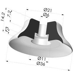 Ventosa Plana Serie PFG Ø 36 mm