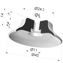 Ventosa Plana Serie PFG Ø 42 mm