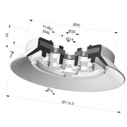 Ventosa Plana Serie PFG Ø 116.5 mm
