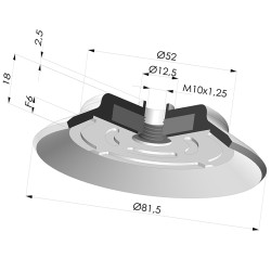 Ventosa Plana Serie PFG Ø 81.5 mm