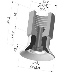 Ventosa Plana Serie PFTF Ø 25.8 mm