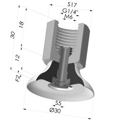 Ventosa Plana Serie PFTF Ø 30 mm