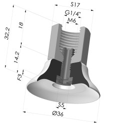 Ventosa Plana Serie PFTF Ø 36 mm