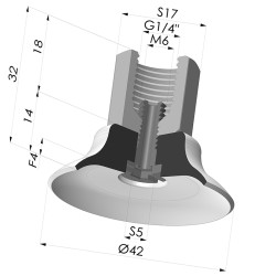 Ventosa Plana Serie PFTF Ø 42 mm