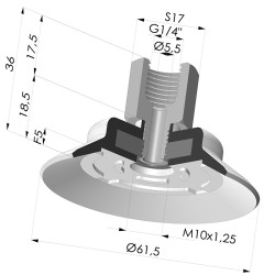 Ventosa Plana Serie PFTF Ø 61.5 mm