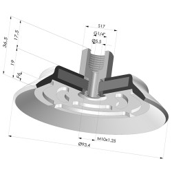 Ventosa Plana Serie PFTF Ø 93.4 mm