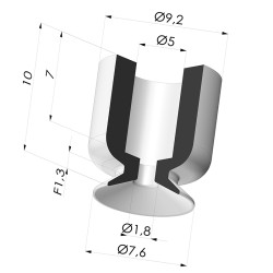 Ventosa Plana Serie VPC Ø 7.6 mm