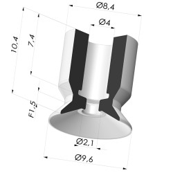 Ventosa Plana Serie VPC Ø 9.6MM