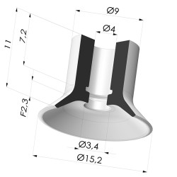 Ventosa Plana Serie VPC Ø 15.2MM