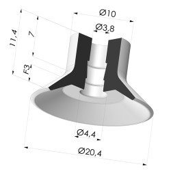 Ventosa Plana Serie VPC Ø 20.4MM