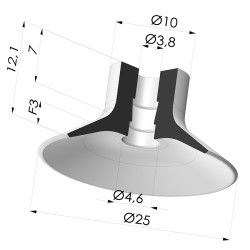 Ventosa Plana Serie VPC Ø 25MM