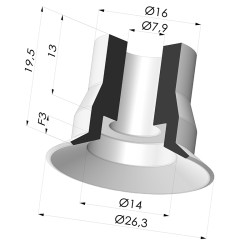 Ventosa Plana Serie VPC Ø 26.3MM