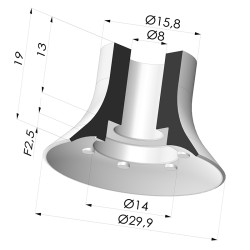 Ventosa Plana Serie VPC Ø 29.9MM