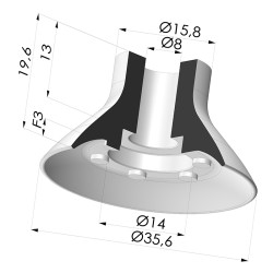 Ventosa Plana Serie VPC Ø 35.6MM