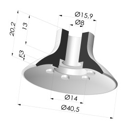 Ventosa Plana Serie VPC Ø 40.5MM