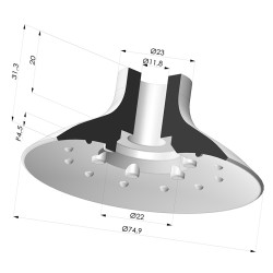 Ventosa Plana Serie VPC Ø 74.9MM
