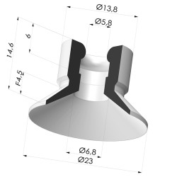 Ventosa Plana Serie VCP Ø 23 mm