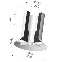 Ventosa Plana Serie VCP Ø 25 mm