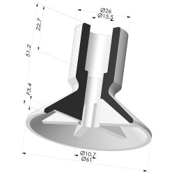 Ventosa plana Serie VCP Ø 61 mm