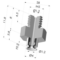 Ventosa Plana Serie PFTM Ø 4 mm