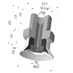 Ventosa Plana Serie PFTM Ø 21 mm