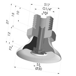 Ventosa  plana Serie PFTM Ø 30 mm