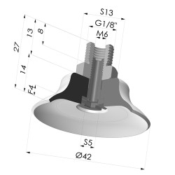 Ventosa Plana Serie PFTM Ø 42 mm