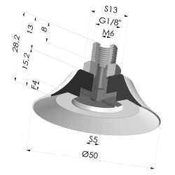 Ventosa Plana Serie PFTM Ø 50 mm