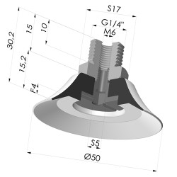 Ventosa Plana Serie PFTM Ø 50 mm