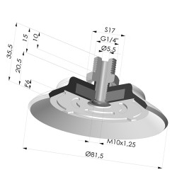 Ventosa Plana Serie PFTM Ø 8.1.5 mm