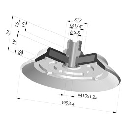 Ventosa Plana Serie PFTM Ø 93.4 mm
