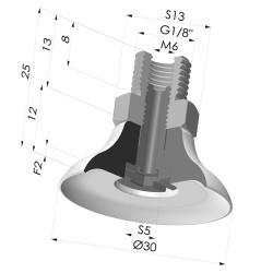 Ventosa Plana Serie PFTM Ø 30 mm