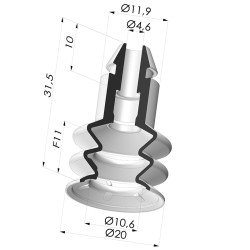 Ventosa 2.5 Fuelles Serie 8 Ø 20MM
