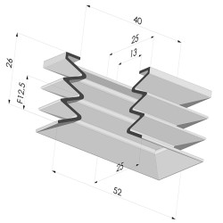 Ventosa rectangular serie 4P 52x25 MM