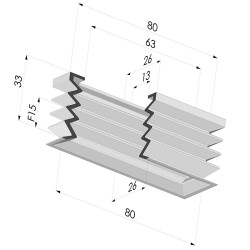 Ventosa rectangular serie 4PA 80x26 MM