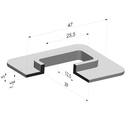 Ventosa Rectangular Serie 4F 47x39MM