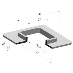 Ventosa Rectangular Serie 4F 47x47MM