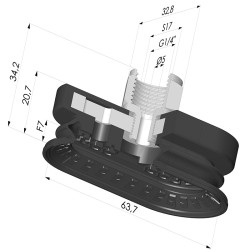 Ventosa Oblonga 1.5 Fuelles Serie 4R 63.7x32.8 mm