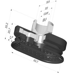Ventosa Oblonga 1.5 Fuelles Serie 4R 63.7x32.8 mm