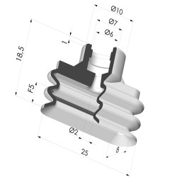 Ventosa Oval 2.5 Fuelles Serie 4VS 25x8MM