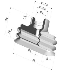 Ventosa Oblonga 2.5 Fuelle Serie 4VS 45x15MM