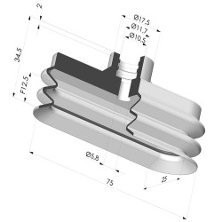 Ventosa Oval 2.5 Fuelles Serie 4VS 75x25MM