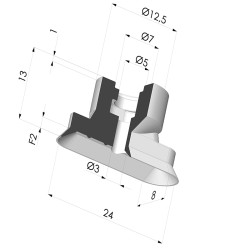 Ventosa Ovalada Serie 4V 24x8MM