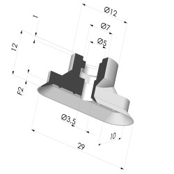 Ventosa Ovalada Serie 4V 30x10MM